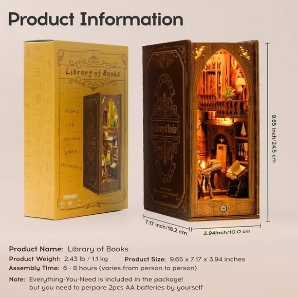 Library of Books Miniature Diorama with LED - Picture 6 of 6